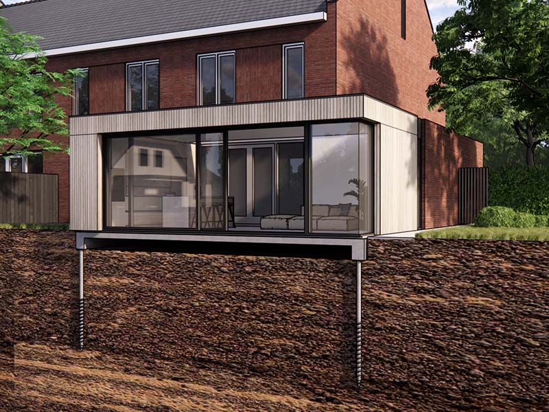 V76 schroefpalen voor tuinhuis fundatie Leiden