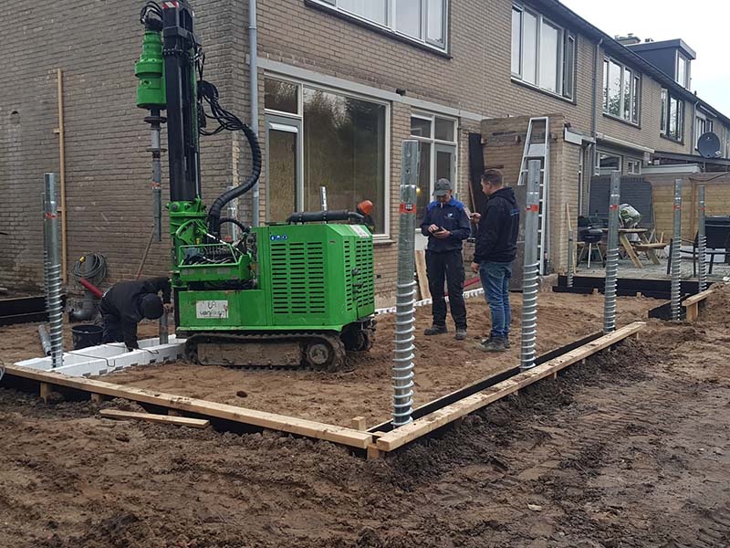 schroefpalen voor fundering aanbouw Arnhem