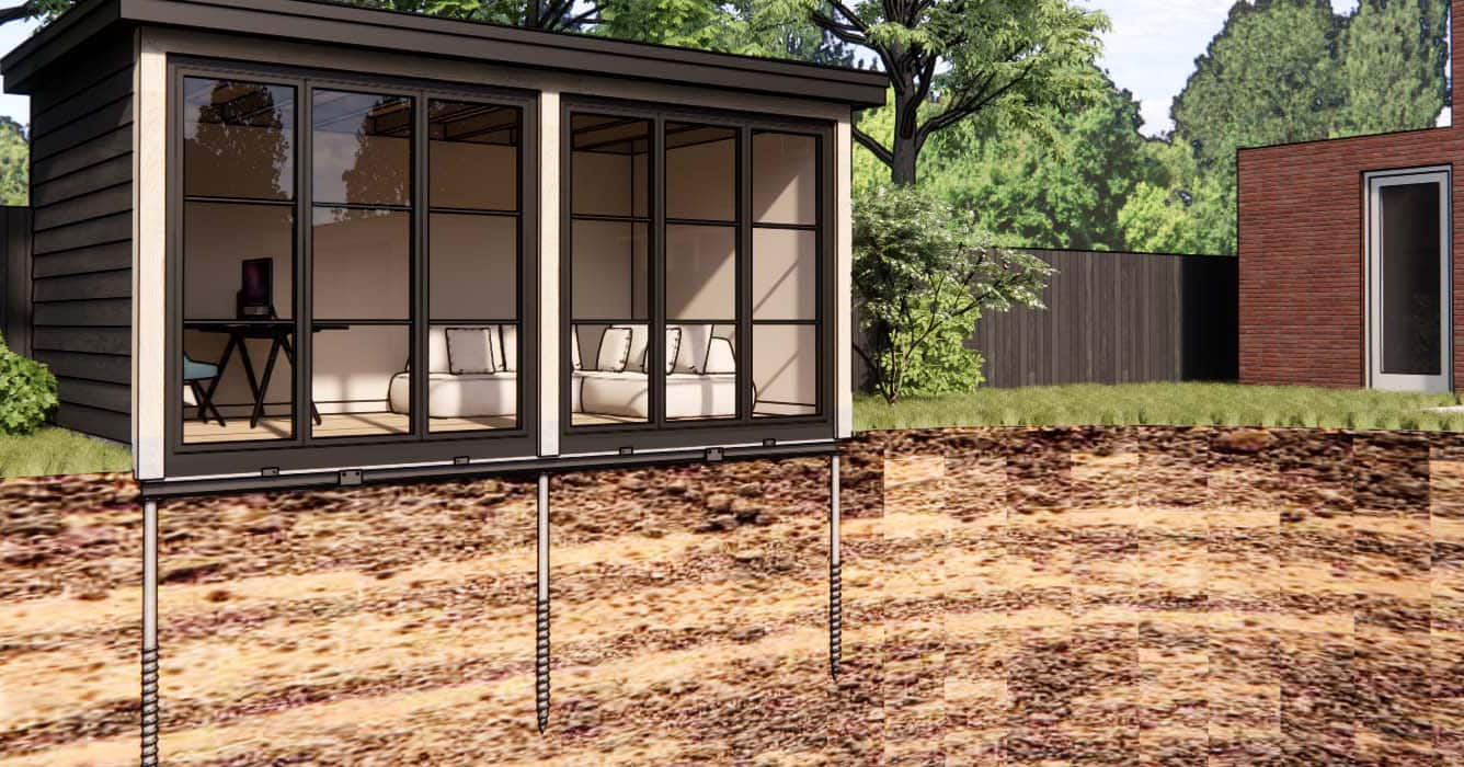 fundering poolhouse met grondschroeven
