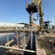schroeffundering voor boothuis in oudkarspel