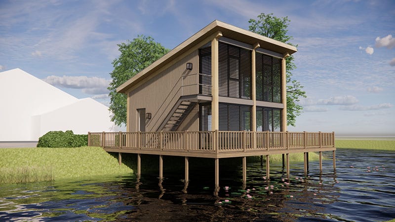 schroeffundering in water voor woning